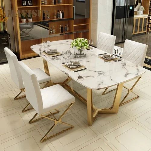Adore Crystal creme Dining Table Set with four Chairs set - Adore & Décor