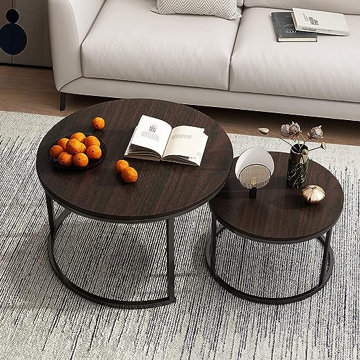 Adore DARK DREAMS Nesting Table [ set of 2][Engineered Wood, Wrought Iron] - Adore & Décor