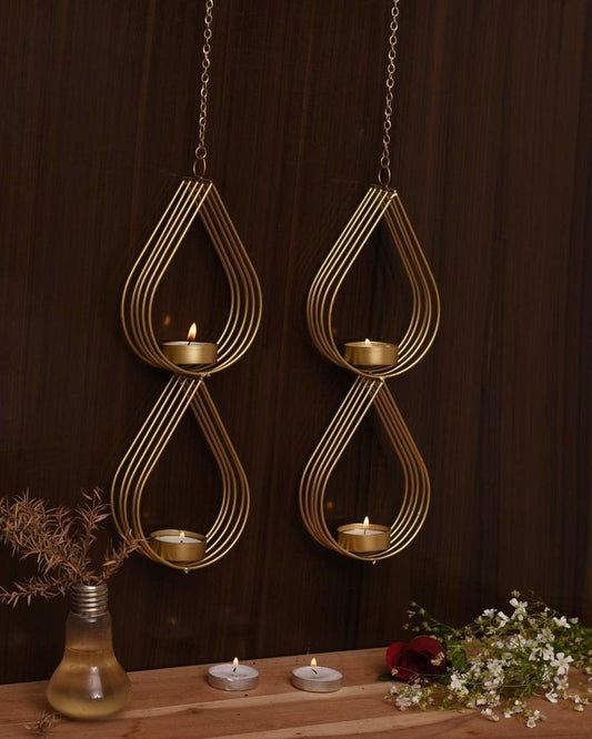 Adore Double drops T - light holder [set of 2] - Adore & Décor