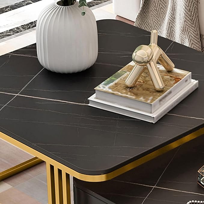 Adore drawer nesting table [set of 2] [WROUGHT IRON , LAMINATED MDF] - Adore & Décor