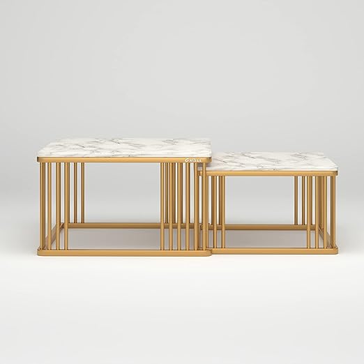 Adore drawer nesting table [set of 2] [WROUGHT IRON , LAMINATED MDF] - Adore & Décor