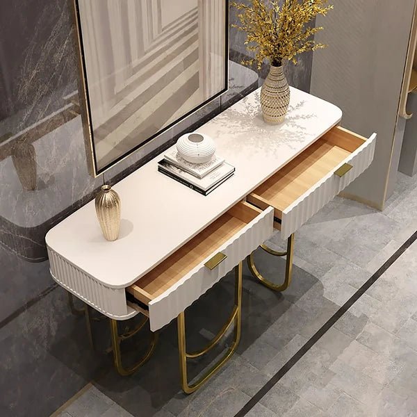 Adore dual drawer white console - Adore & Décor