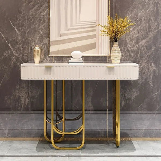 Adore dual drawer white console - Adore & Décor