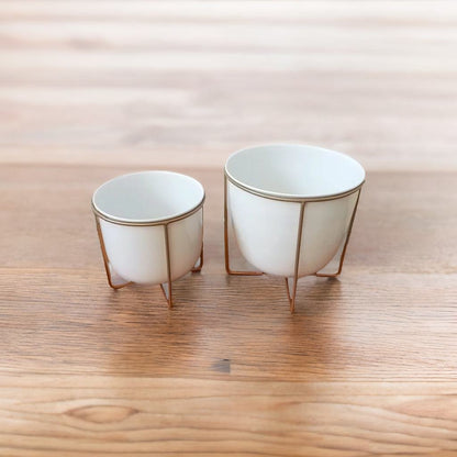 Adore Fancy indoor planter set of 2 with golden stand - Adore & Décor