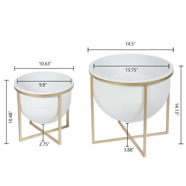 Adore Fancy indoor planter set of 2 with golden stand - Adore & Décor