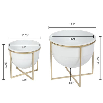 Adore Fancy indoor planter set of 2 with golden stand - Adore & Décor