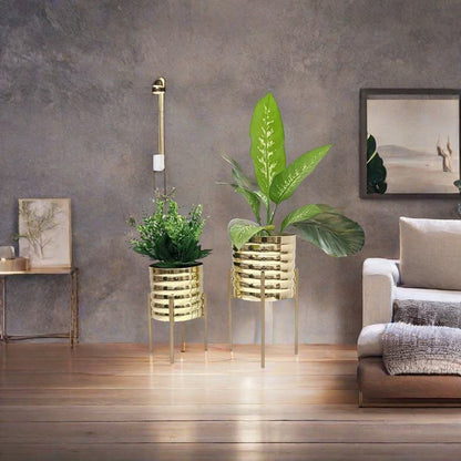 Adore French Hammered metal planters [set of 2] - Adore & Décor