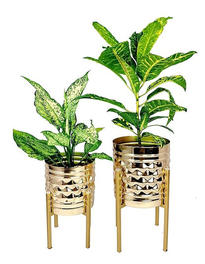 Adore French Hammered metal planters [set of 2] - Adore & Décor