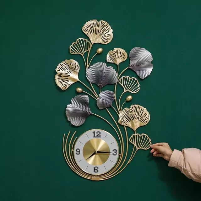 Adore Gingko metal leaf wall clock - Adore & Décor