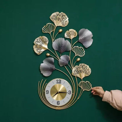 Adore Gingko metal leaf wall clock - Adore & Décor