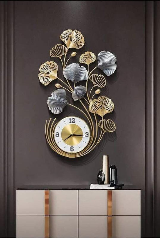 Adore Gingko metal leaf wall clock - Adore & Décor