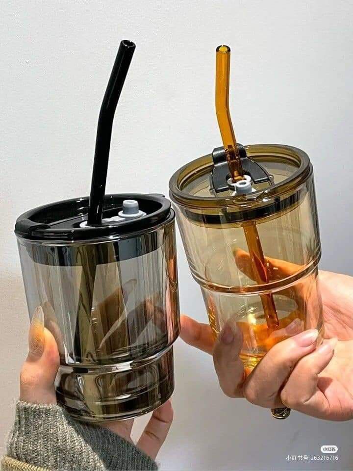 Adore Glass Flask with straw [set of 2] - Adore & Décor