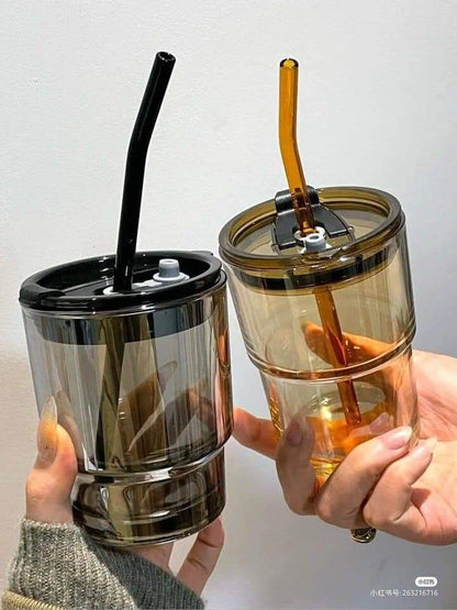 Adore Glass Flask with straw [set of 2] - Adore & Décor