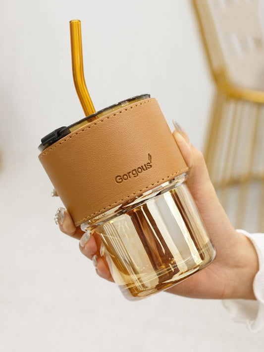 Adore Glass Flask with straw [set of 2] - Adore & Décor