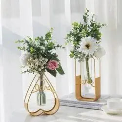 Adore Glass flower vase with metal stand - Adore & Décor