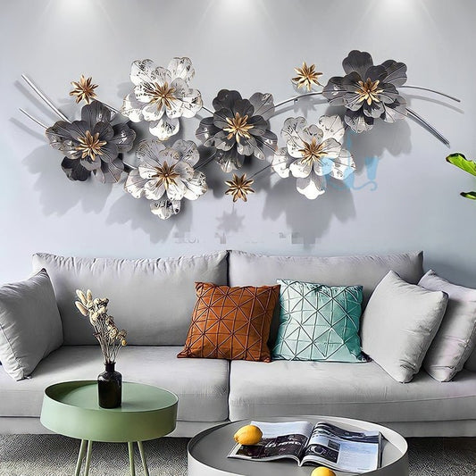 Adore Grey and white flowers wall hanging - Adore & Décor