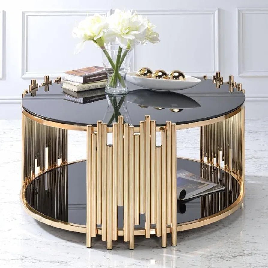 Adore Swiss glass golden streaks table - Adore & Décor