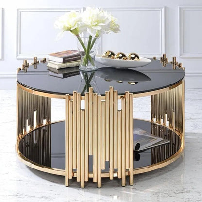 Adore Swiss glass golden streaks table - Adore & Décor