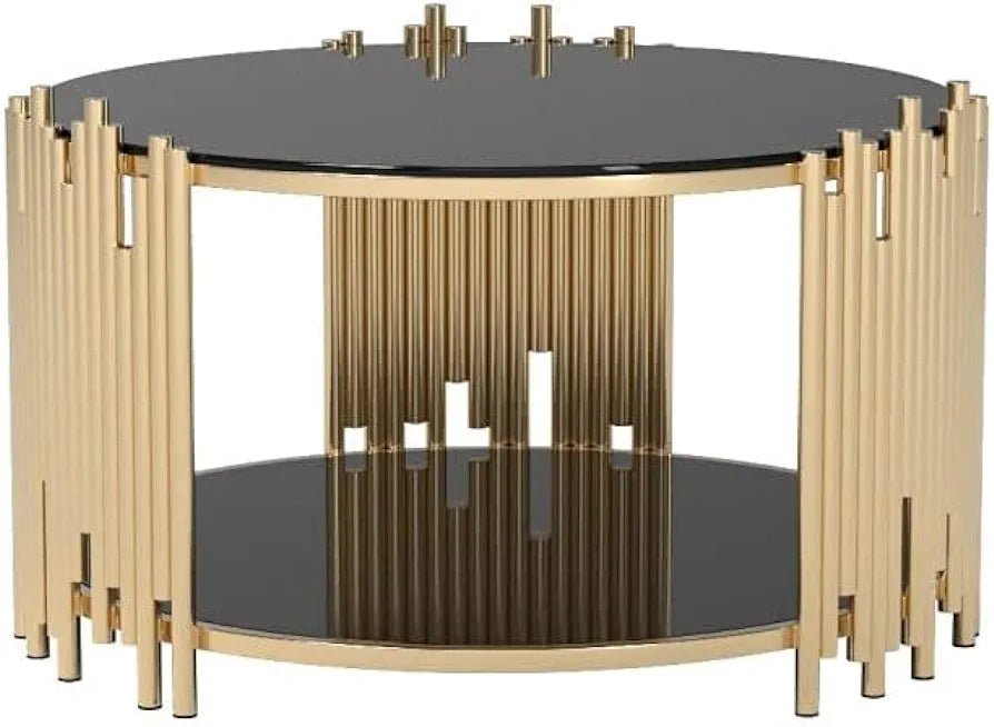 Adore Swiss glass golden streaks table - Adore & Décor