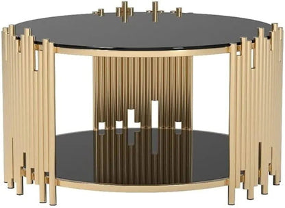 Adore Swiss glass golden streaks table - Adore & Décor