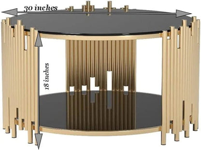 Adore Swiss glass golden streaks table - Adore & Décor