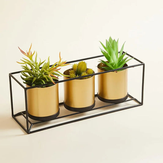 Adore triple golden vase planters - Adore & Décor