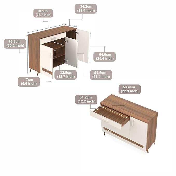 Adore Vanilla walnut console cabinet - Adore & Décor