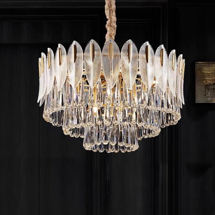 Adore Vintage Studded Crystal leaf chandelier - Adore & Décor