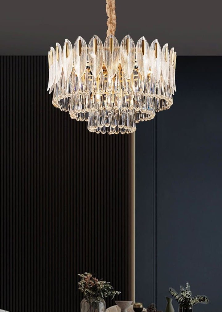 Adore Vintage Studded Crystal leaf chandelier - Adore & Décor