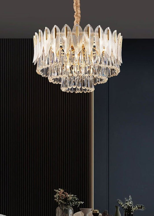 Adore Vintage Studded Crystal leaf chandelier - Adore & Décor