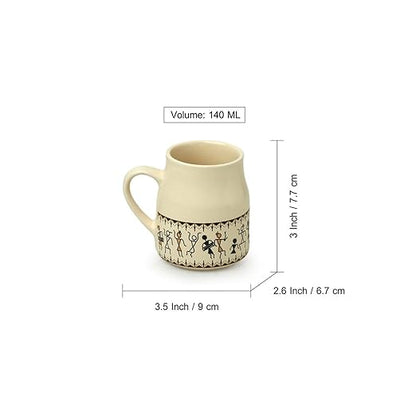 Adore Warli Handcrafted Ceramic Tea Cups [Set of 6] - Adore & Décor