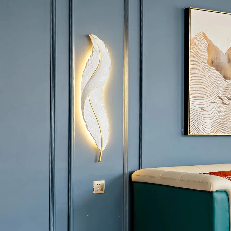 Adore white holy feather wall art with lights - Adore & Décor