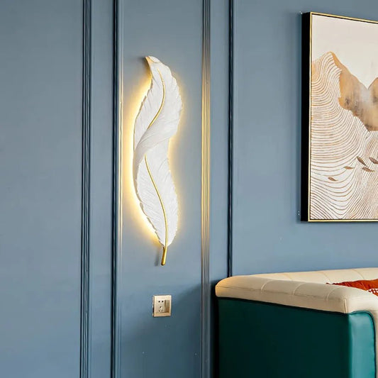 Adore white holy feather wall art with lights - Adore & Décor