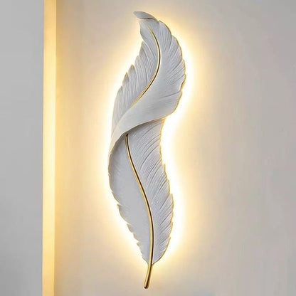 Adore white holy feather wall art with lights - Adore & Décor