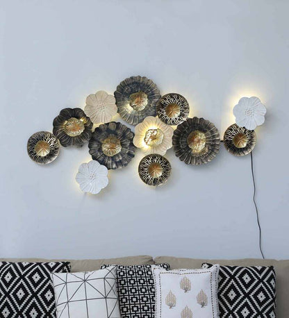 Adore Metal Brass wall hangings (black gold leaves)