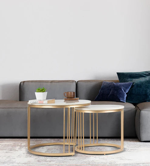 Adore White marble nesting tables