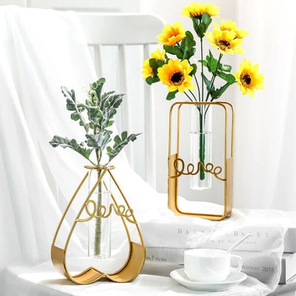 Adore Glass flower vase with metal stand