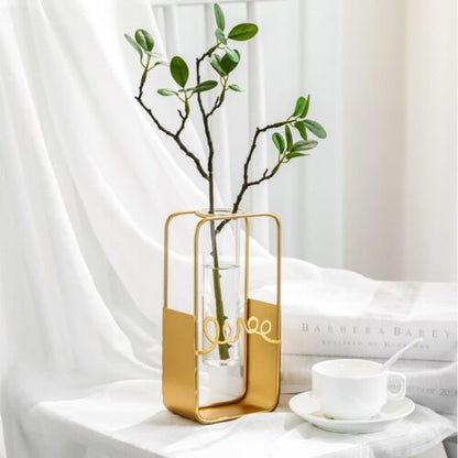 Adore Glass flower vase with metal stand