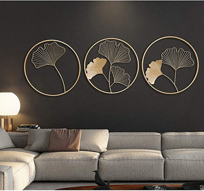 Adore 3pcs Nordic Style Wall Art Ginkgo Leaf Shape Hanging Pendant Metal Wall Decor - Adore & Décor