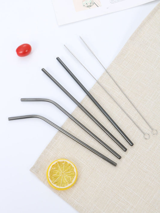 Adore 4pcs Stainless Steel Straw & 1pc Brush - Adore & Décor