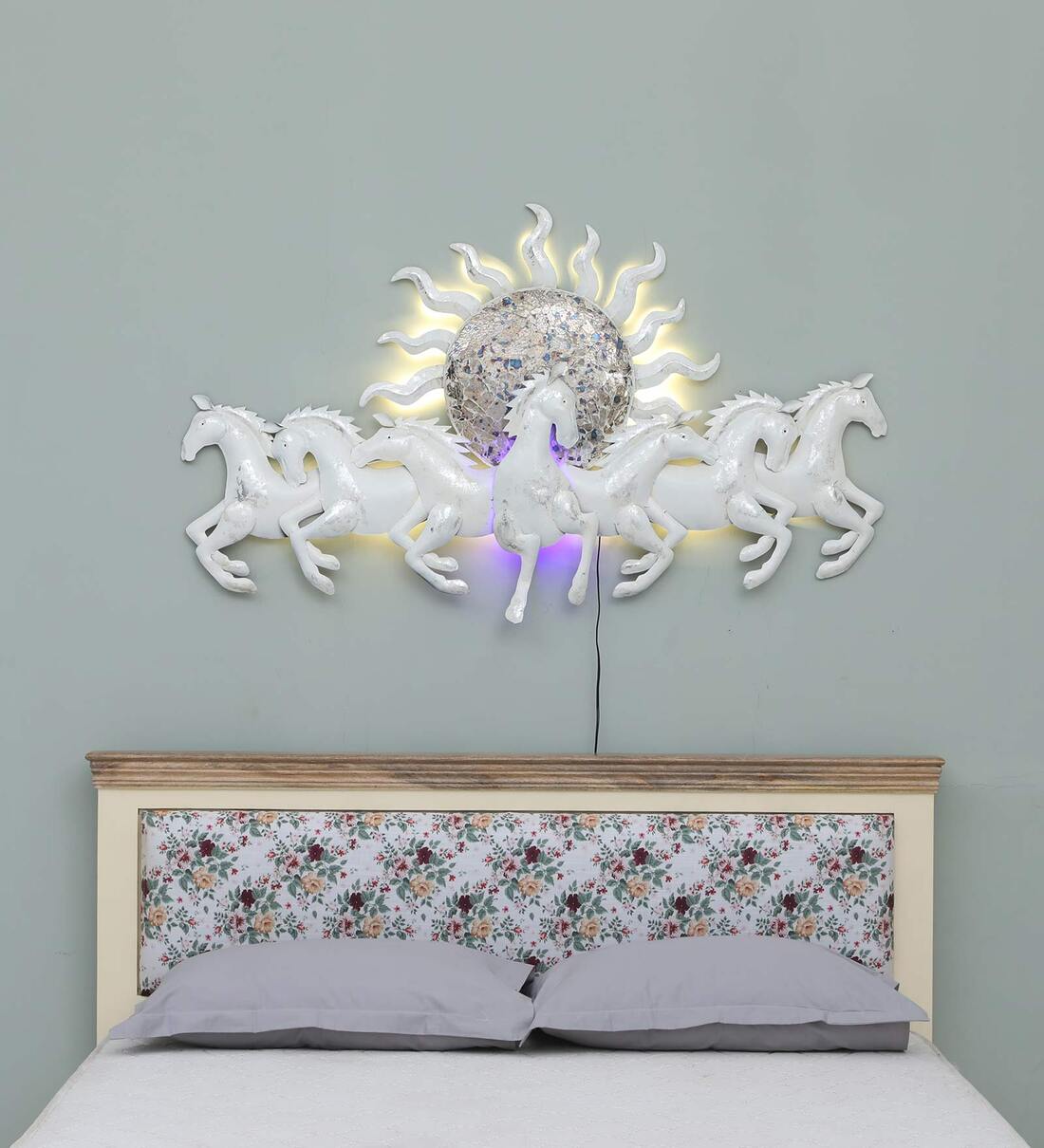 Adore Iron Small Seven Horse Metal Wall Art With Led - Adore & Décor