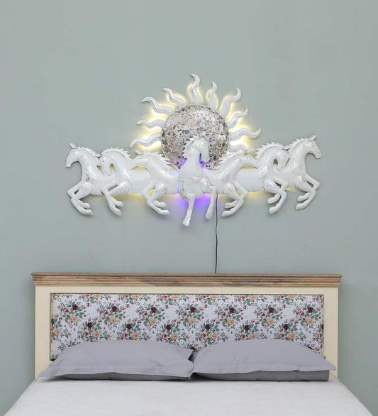 Adore Iron Small Seven Horse Metal Wall Art With Led - Adore & Décor