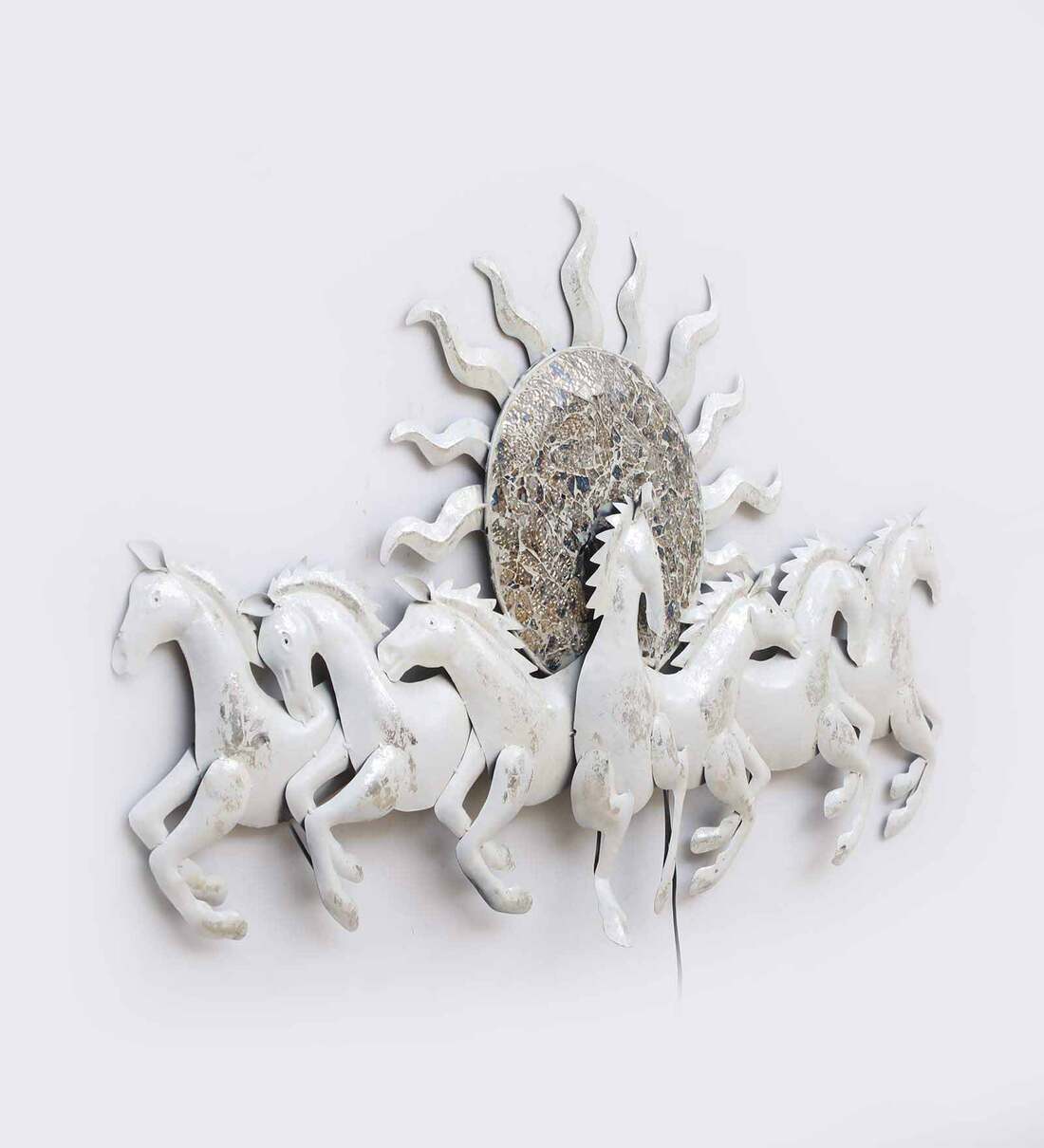 Adore Iron Small Seven Horse Metal Wall Art With Led - Adore & Décor