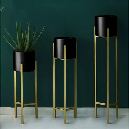 Adore Metal Plant stand with planter [pack of 3] - Adore & Décor