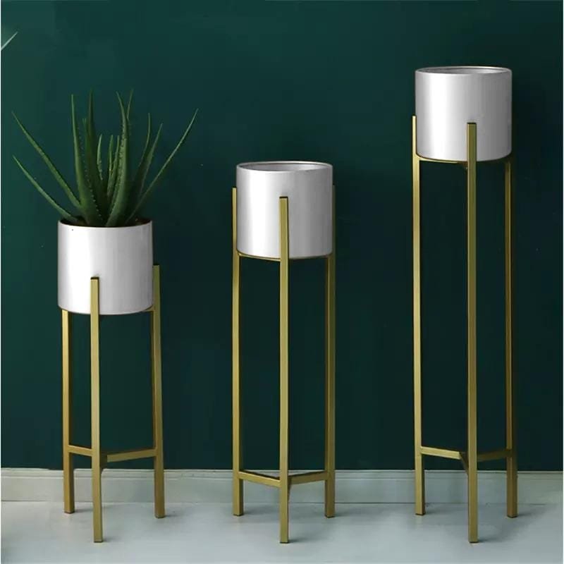 Adore Metal Plant stand with planter [pack of 3] - Adore & Décor