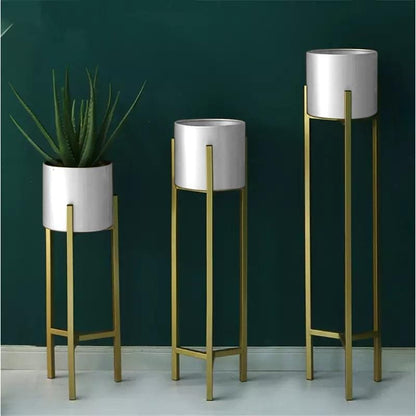 Adore Metal Plant stand with planter [pack of 3] - Adore & Décor