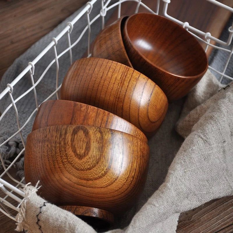 Adore Wooden carved bowls [pack of 6][acacia wood] - Adore & Décor