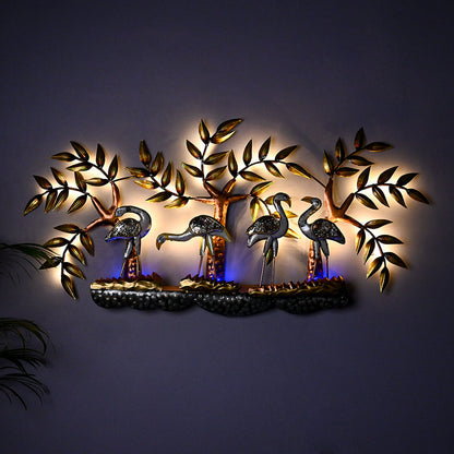 Adore Tropical Flamingo Metal Wall Art With LED Lights